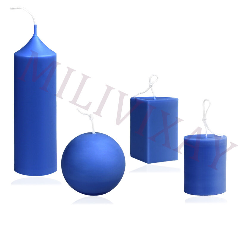 MILIVIXAY-قوالب شموع بلاستيكية ، 1 مجموعة/4 قطعة ، لصنع الشموع ، عمود/اسطوانة/مستطيل/كروي