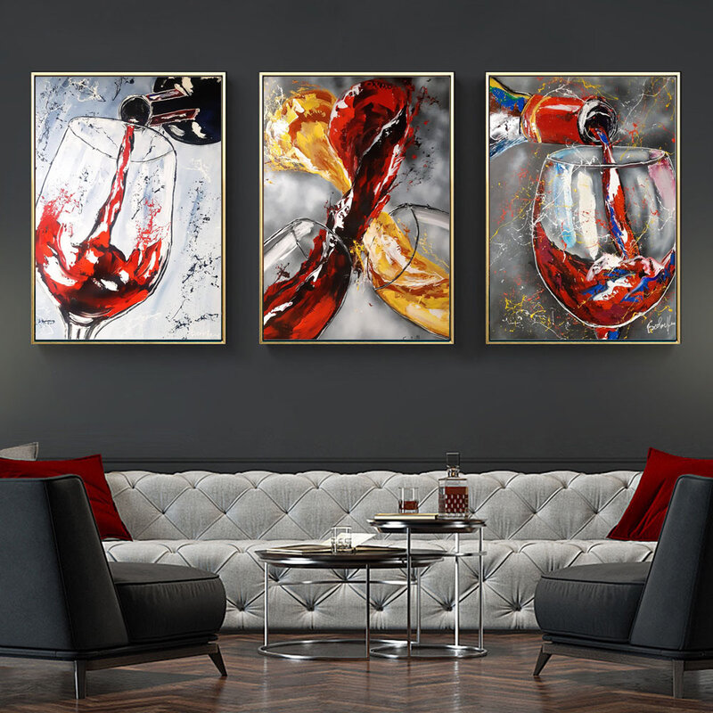 Street graffiti art abstract canvas painting figure poster red wine cup wall painting living room corridor home decoration mural