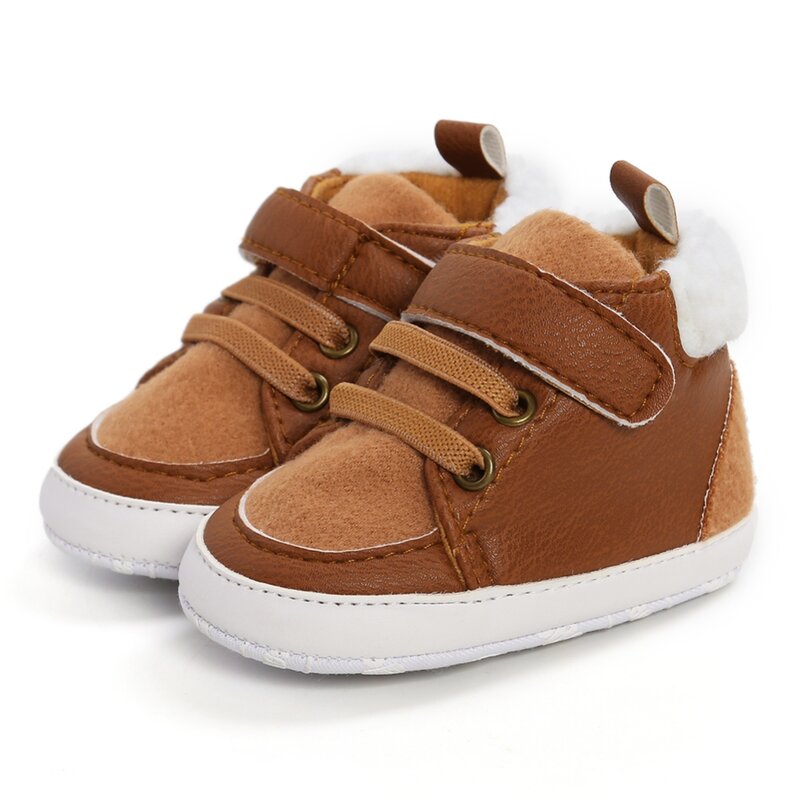 Zapatillas de deporte para bebés, niños y niñas, suela suave antideslizante de cuero PU, zapatos cálidos para bebés recién nacidos