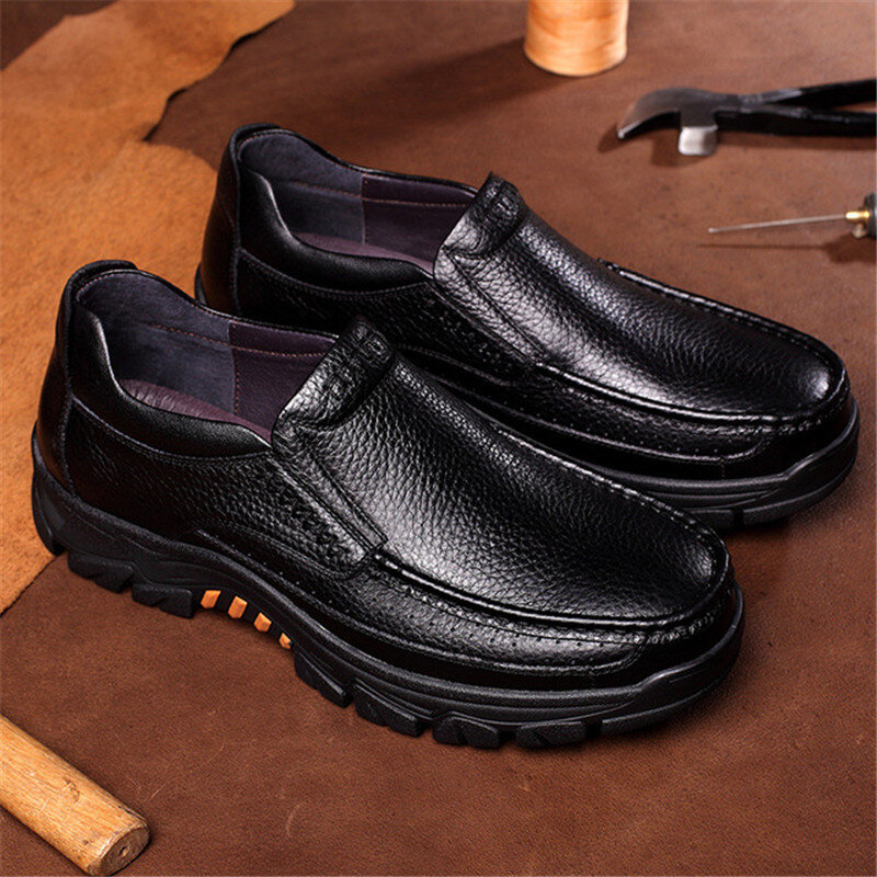 Zapatos de cuero genuino para hombre, calzado de vestir de cuero suave antideslizante, para conducir, Primavera, talla 38-46, novedad de 2021