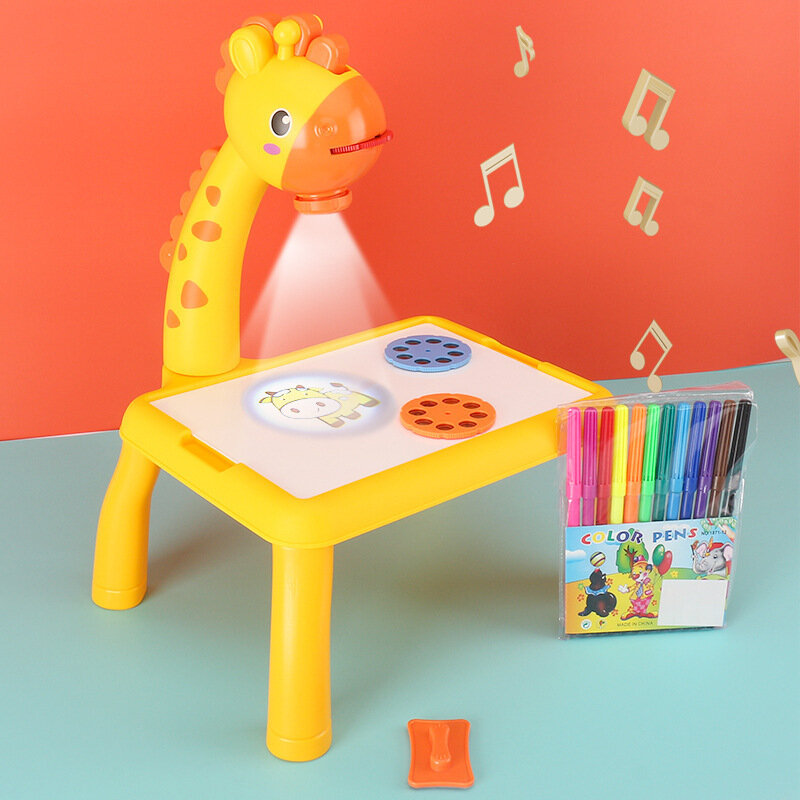 Crianças led projetor arte desenho mesa brinquedos crianças placa de pintura inteligente mesa artes e artesanato projeção brinquedo aprendizagem educacional