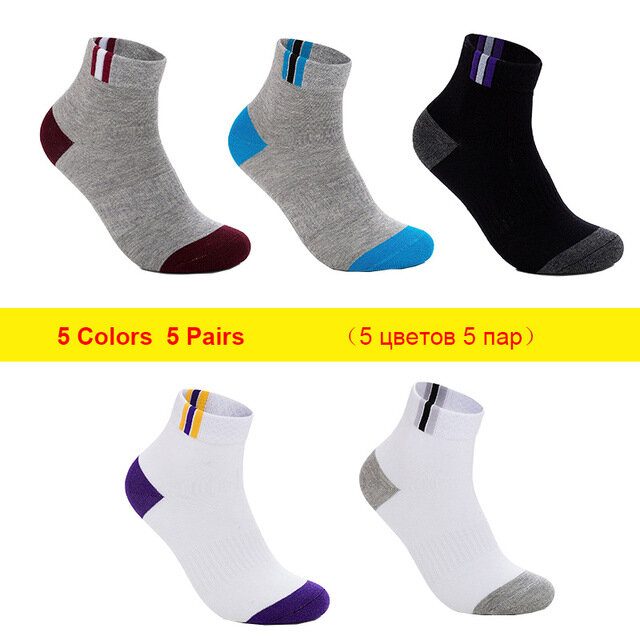 Meias de tornozelo masculinas respiráveis, 5 pares = 10 peças de algodão para inverno, meias esportivas de malha casual, atlética, corte fino, curto, tamanhos 39-44