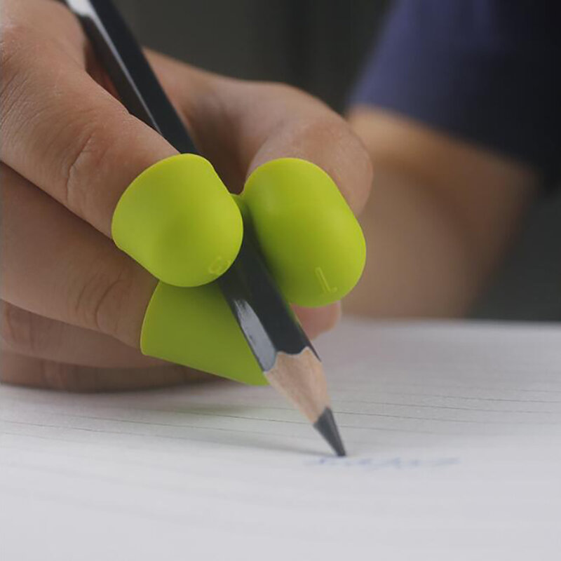 Três-dedo crianças escrevendo titular do lápis de silicone anti-deslizamento segurando caneta suportes de aprendizagem aperto prática caneta titular corrector