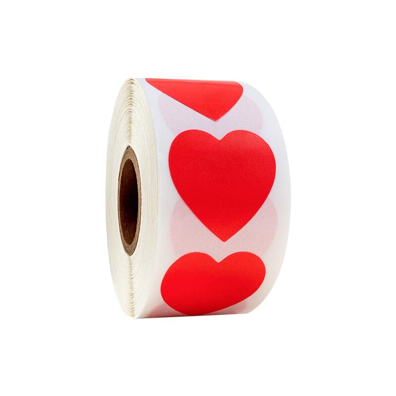 Etiquetas adhesivas en forma de corazón para decoración de boda, rollo de pegatinas de amor para álbum de recortes, papelería, 500 Uds.
