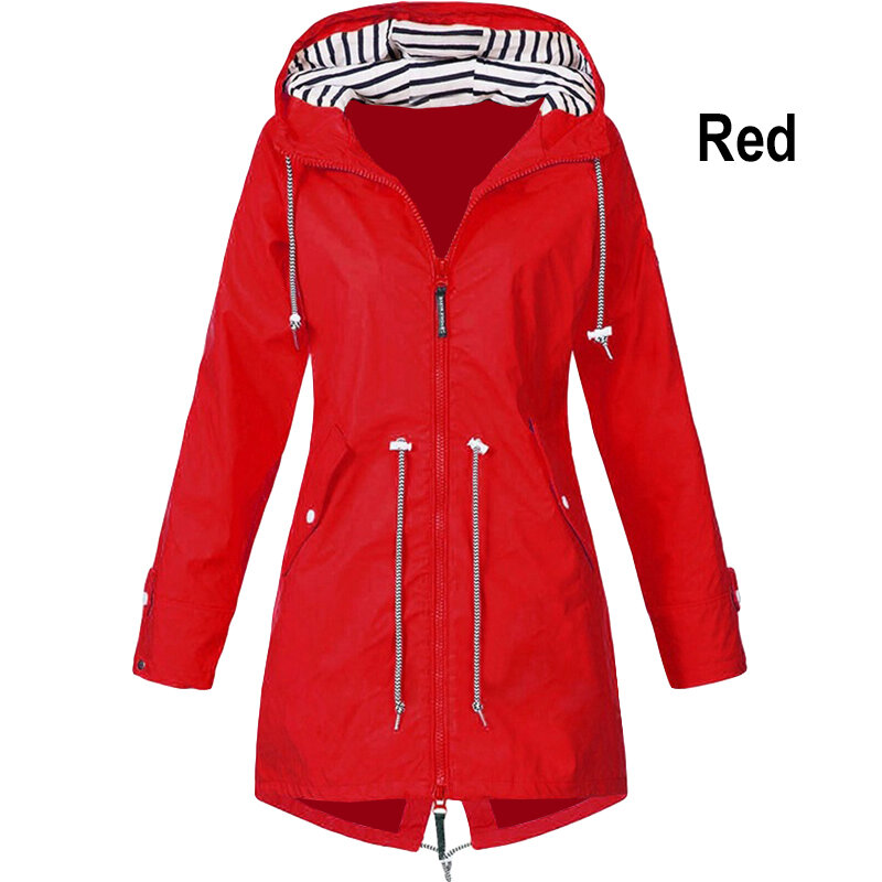 여성 의류 비 재킷 캐주얼 방수 비옷 롱 하이킹 코트 러닝 코트 새로운 패션 재킷 후드 윈드