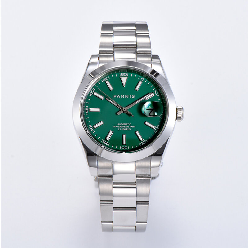 Nova moda arnis 39.5mm mostrador verde automático relógio masculino miyota 8215 relógios mecânicos cinta de aço inoxidável 2021 com caixa presente