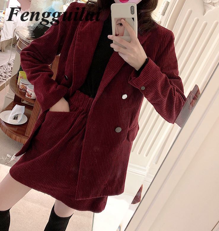 Two Piece Set Lady Casual Blazer + Mini Skirt Clothing Set Women Spring Autumn 2020 New Female Office OL Outfits Workwear
