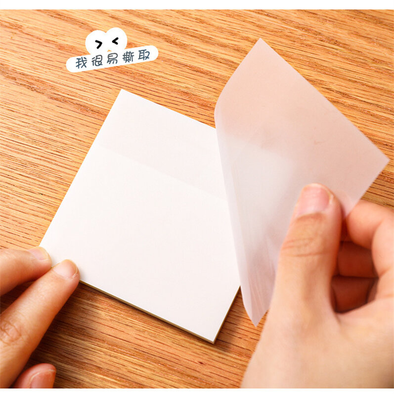 Notas pegajosas transparentes com papel de nota simples pegajoso das etiquetas dos arranhões para artigos de papelaria do escritório do estudante autoadesivo impermeável