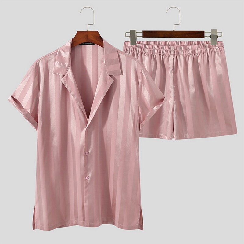 2021 conjuntos de treino de verão dos homens casuais manga curta rosa camisa 2 peça + shorts secagem rápida conjunto curto moda esportiva