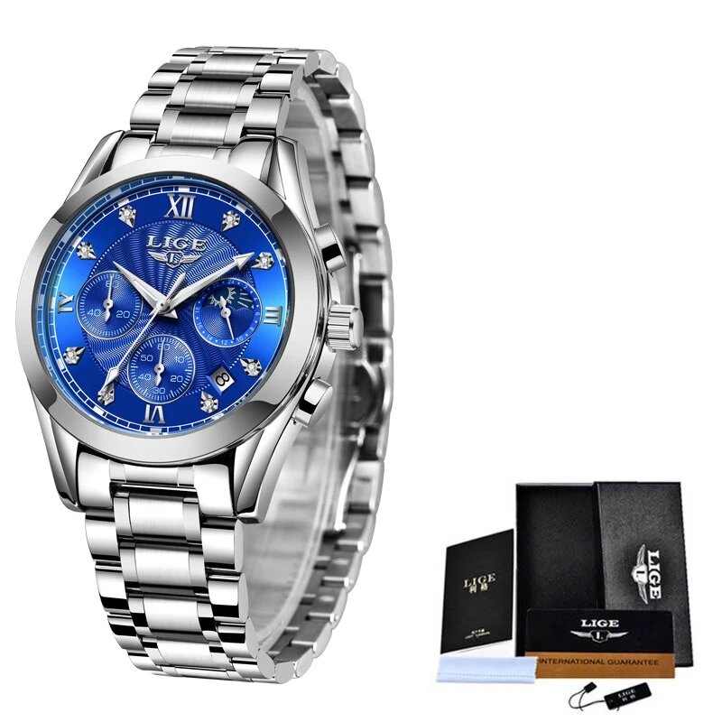Lige 2020 nova moda azul dos homens relógios marca superior relógio de luxo esportes cronógrafo à prova dwaterproof água relógio de quartzo masculino