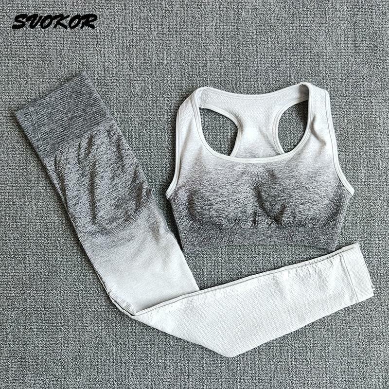 Svokor-conjunto de ioga sem costura, roupa esportiva, feminina, cintura alta, para academia, treino, fitness, malhação