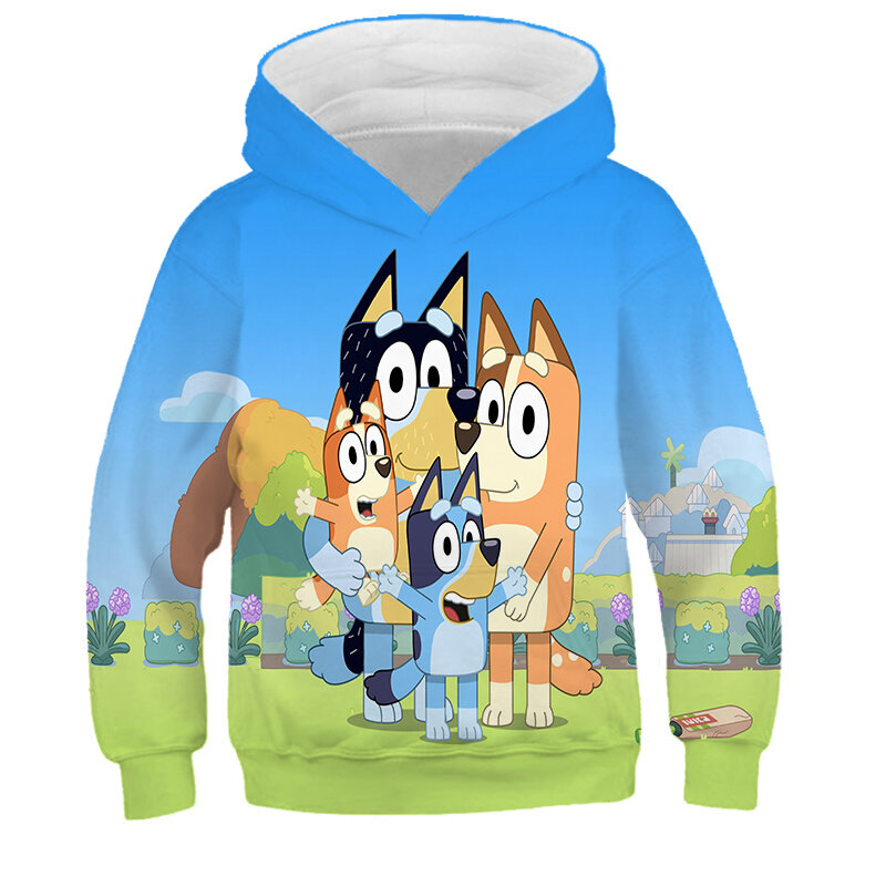 บิงโก Bluey 3D พิมพ์เด็กเด็กเต็มพิมพ์เสื้อแขนยาว Hoodie เด็กแฟชั่นเสื้อ Sweatshirt Home Outerwear เสื้อผ้า