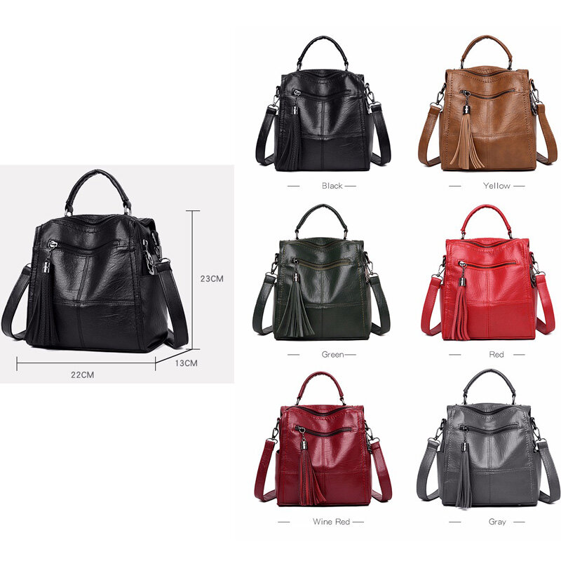 Новинка 2021, модный рюкзак с двойной молнией, винтажная женская сумка для книг, высококачественный кожаный дорожный дизайнерский роскошный ...