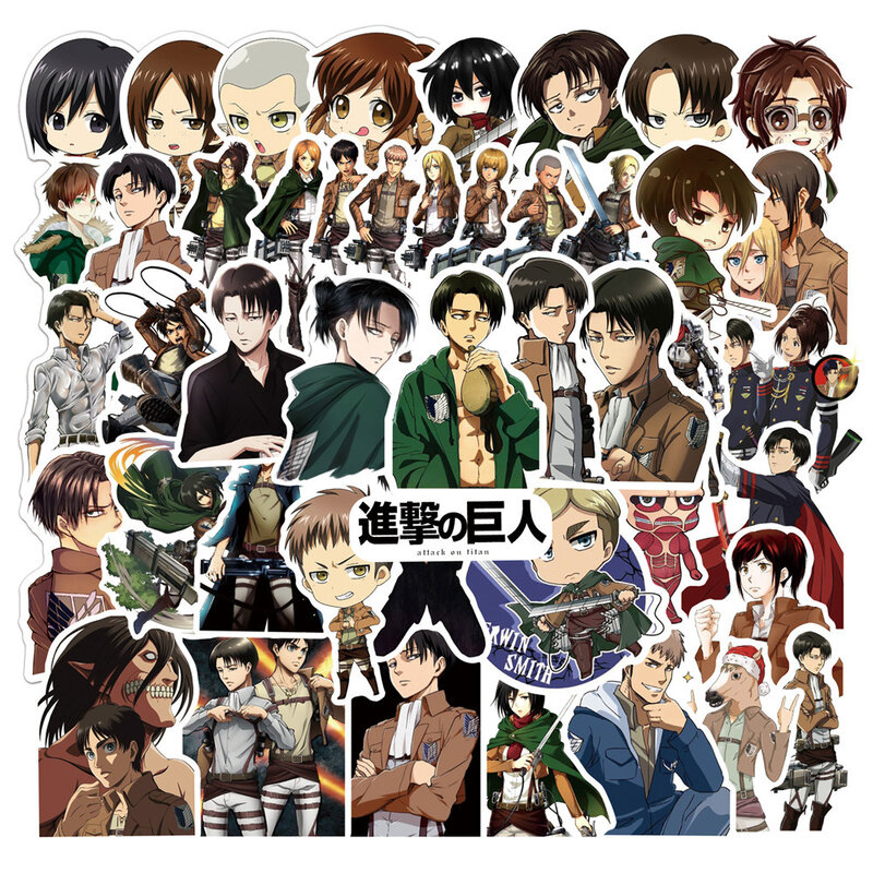 50 100 Stks/pak Japan Anime Sticker Anime Aanval Op Titan Stickers Esthetische Laptop Fiets Gitaar Skateboard Waterdichte Stikers