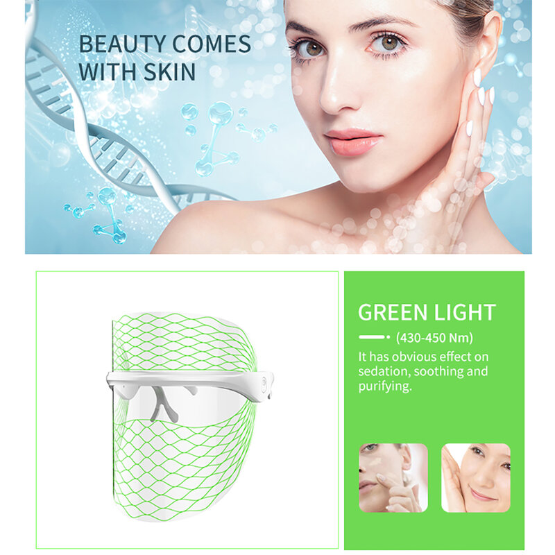 Skin Rejuvenation Machine 7 Colors LED Facial Mask With Neck Skin Rejuvenation Face Care Treatment Anti Acne Wrinkle Removal