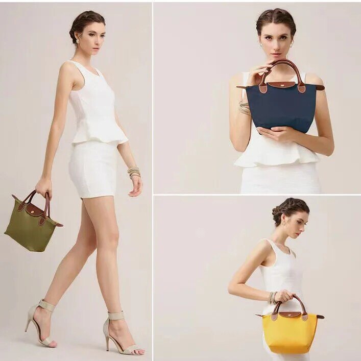 Hot 2021 Nylon Waterproof Tote Bag Fashion Womens Handbag Tote Oxford Shoulder Bags Female Dumplings Folding Shopping Bag