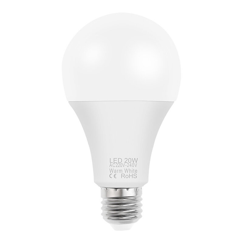 Bombilla LED E27 AC 220V 240V, 20W, 18W, 15W, 12W, 9W, 6W, 3W, lámpara de mesa blanca y cálida, 2 uds.