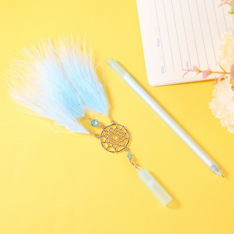 Atrapasueños colgante de plumas neutras, bolígrafos Kawaii de Gel de cristal para niños, regalo, suministros de oficina y escuela, papelería