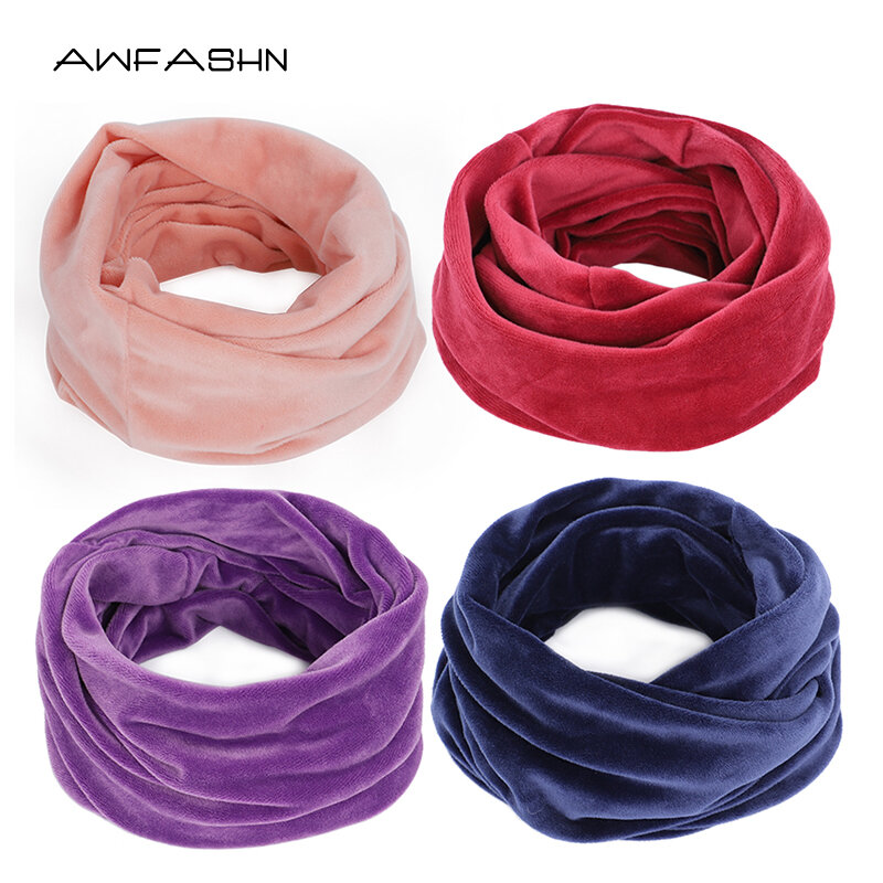2021 New High Quality Winter Velvet Fabric Ring Scarf Women Neck Warmer Scarves Soft Comfortable Slouchy Fashion Solid Color