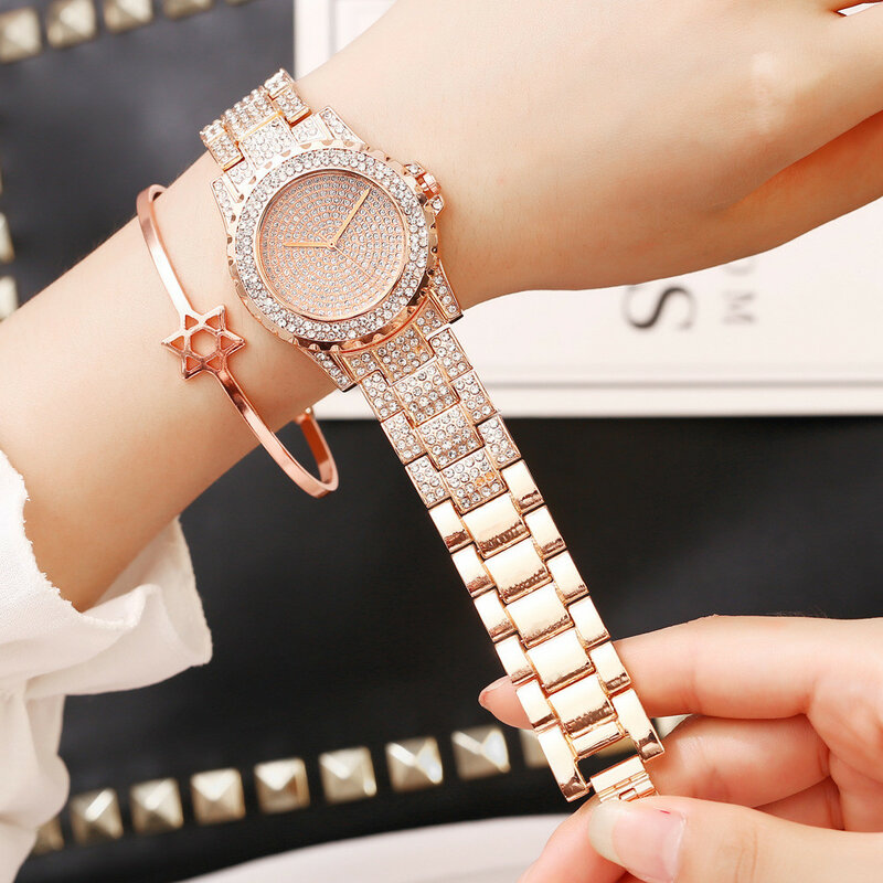 Moda feminina relógio com diamante senhoras topo de luxo marca senhoras casual pulseira de cristal relógios relogio feminino