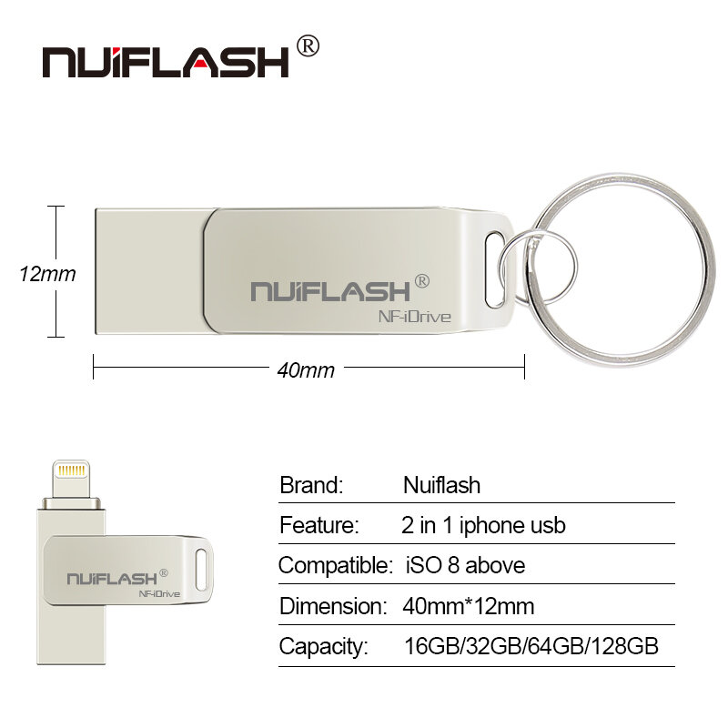 Stik Foto iPhone/Ipad/Kilat/Ios Stik Memori Flash Drive Pendrive Flash Drive USB Mikro Seluler 128GB 256GB 512GB Pen Drive