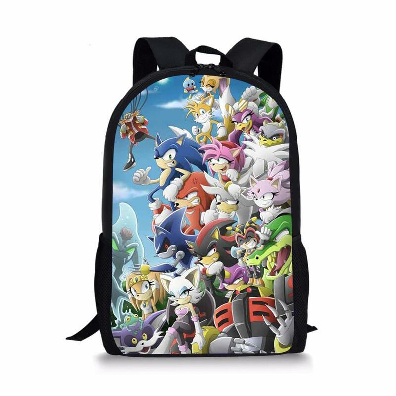 HALYUNASC Cool Backpack Sonic Pattern Kids School Bags Cartoon The Hedgehog Design Boys and Girls Mochila Book Bags