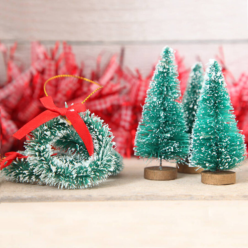 Multicolore Bianco Verde Artificiale Mini Albero Di Natale Per Bambini FAI DA TE In Legno di Natale Albero Di Natale In Miniatura Decorazione Albero di Pino Tavolo