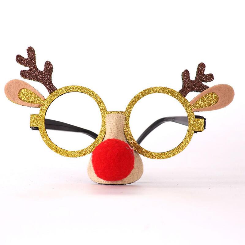 Kuulee 크리스마스 어린이 안경 프레임 Antlers 눈사람 프레임 산타 클로스 장식 크리스마스 선물 어린이 안경 프레임