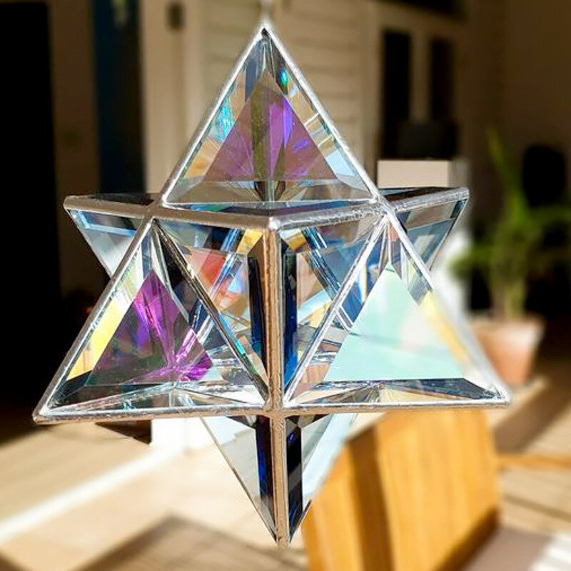Atrapasueños de cristal para decoración de ventanas, Prisma acrílico, transparente, Estrella Hexagonal, adornos para el hogar y el jardín
