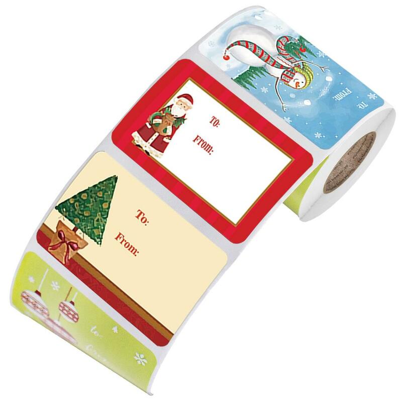 Adesivos etiquetas de natal 250 peças/rolo, 6 designs, presente de natal, decalques, embalagem de presente