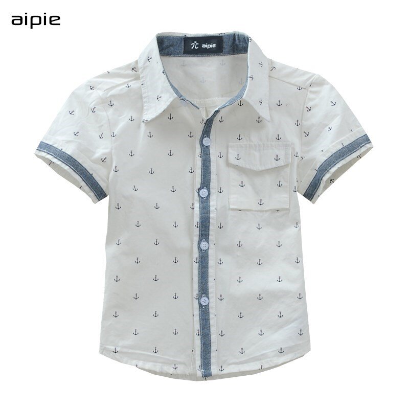 New Summer Children shirts Printing Anchor pattern Cotton 100% Short-sleeved Boy's shirts Fit for  3-14 Years kids shirts