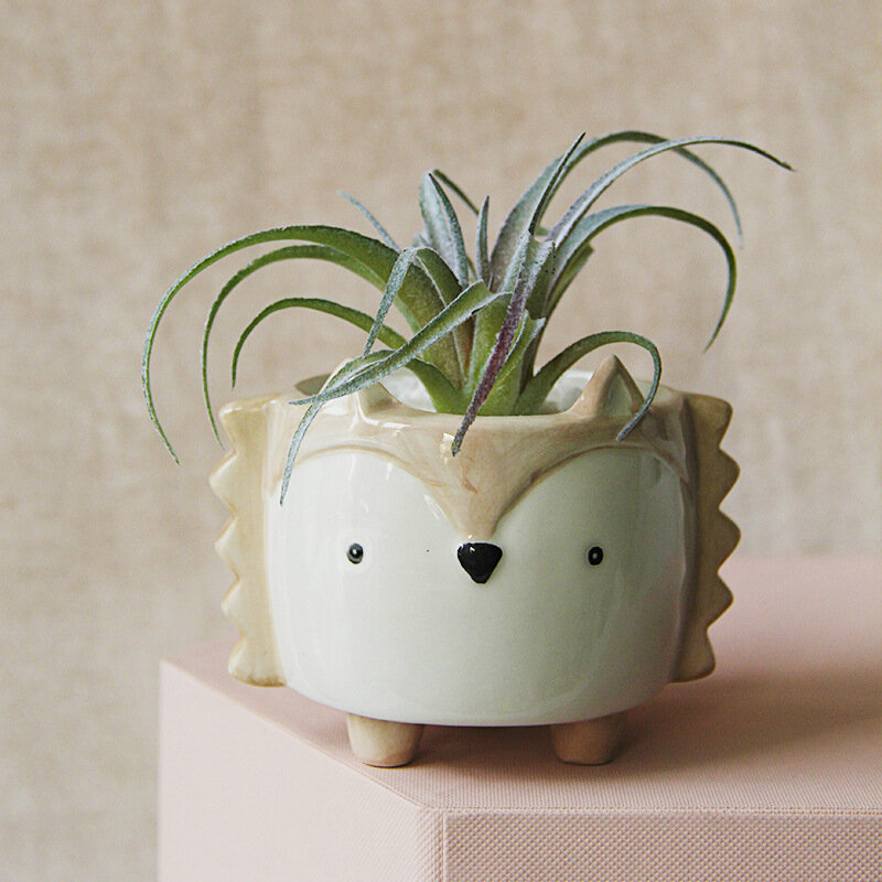 Succulent Flowerpot Lovely Ceramic Pot Hedgehog Rabbit Dog Animal Flowerpot Creative Mini Garden Bedroom Pot