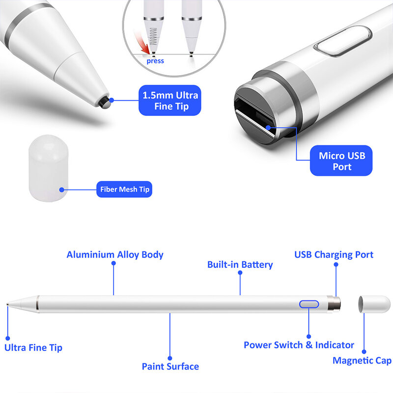 Lápiz Stylus capacitivo para teléfono, tableta, lápiz táctil para Android/IOS, Apple, iPad, tableta, Samsung