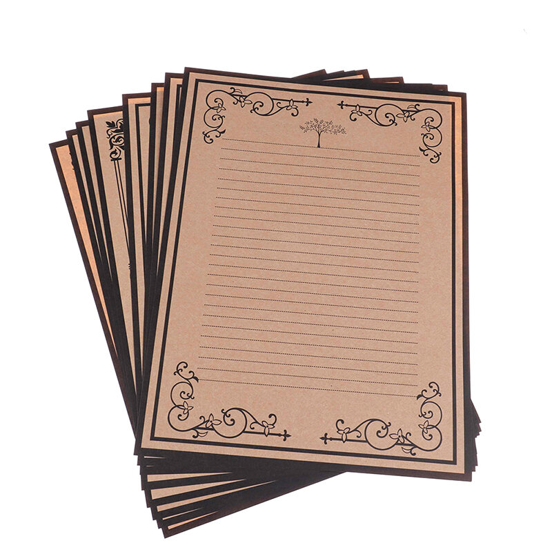 Papel de carta clássico do papel de kraft do vintage de 8 pces simples papel de carta de amor