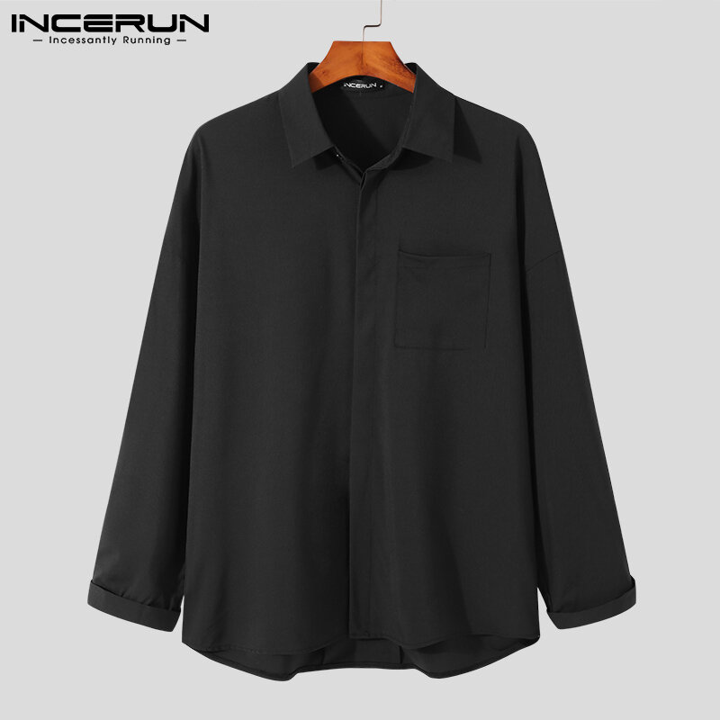 INCERUN Tops 2021 New Men's Back Floral Casual Street Shirt Loose Male All-match Simple Leisure Hot Sale Buttons Up Blouse S-5XL