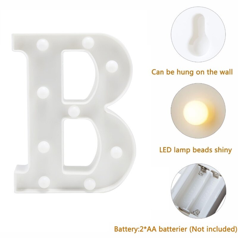 Lámpara LED de combinación DIY, accesorio con 26 letras en inglés, ideal para boda, cumpleaños, proposiciones, decoración, 16 / 22CM