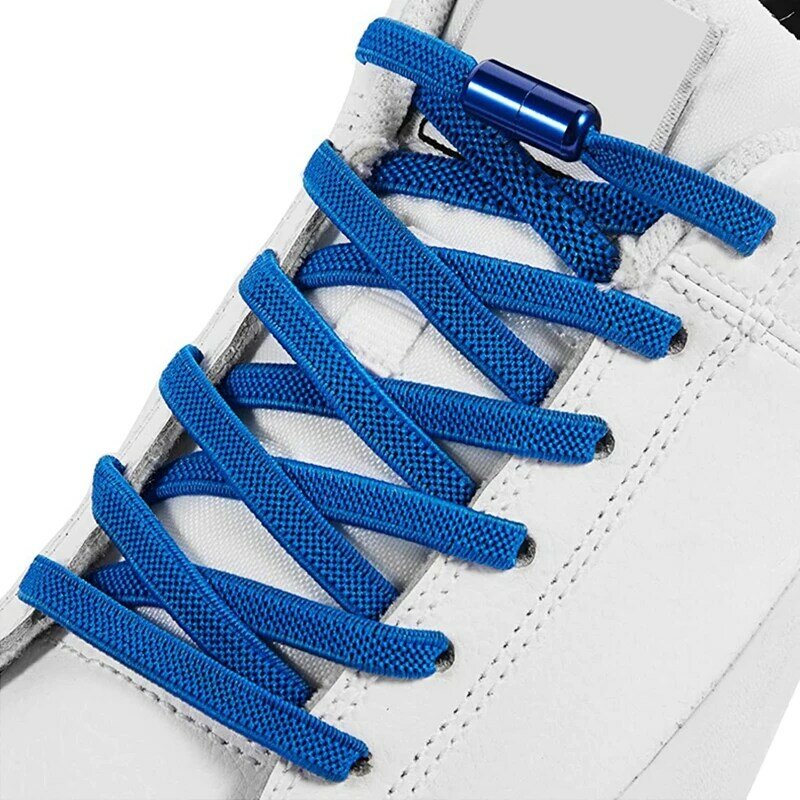 신축성있는 신발 끈 잠금 장치 게으른 끈 플랫 멀티 컬러 옵션 넥타이 신발 끈 라운드 캡슐 메탈 18 색