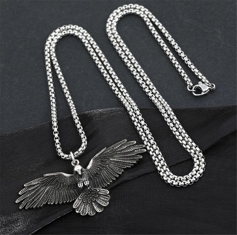 Personality Eagle Pendant Necklace for Men Women Vintage Silver Color Punk Style Animal Necklace Men Chain Male Hip Hop Jewelry