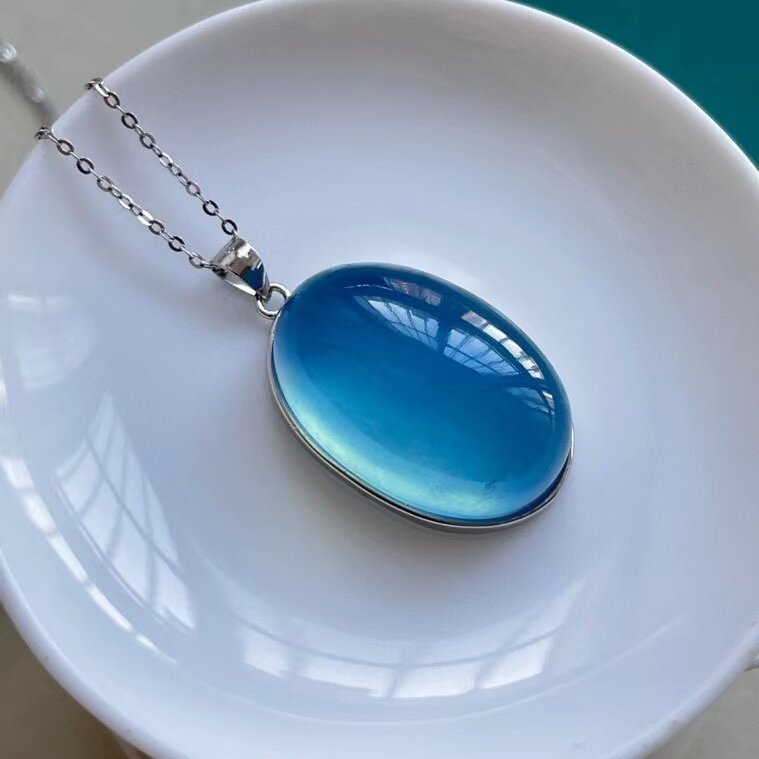 Pendentif en aigue-marine glacée bleue naturelle pour femmes, goutte d'eau transparente, or 18K, 27.5x18.6mm, collier, bijoux AAAAA