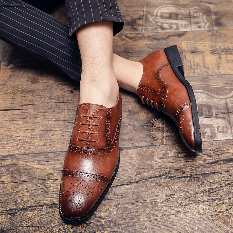 Oxford – chaussures en cuir à lacets pour hommes, chaussures d'affaires formelles, décontractées, pour le bureau, à la mode, pour fête de mariage