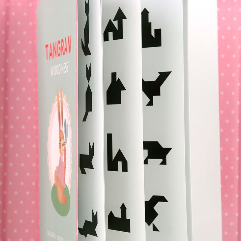 T5EC-Tangram de dibujos de puzle para niños, caja de aprendizaje temprano, juego educativo Montessori, juego interactivo familiar para preescolar
