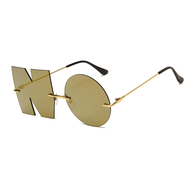 Gafas de sol sin letras para mujer, lentes de sol de marca de lujo, de diseñador, de Metal, tendencia, UV400