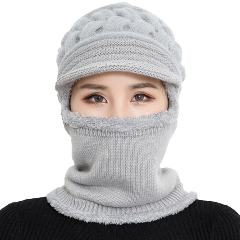 Gorro de inverno de lã de malha de lã quente respirável chapéu de proteção de dupla camada