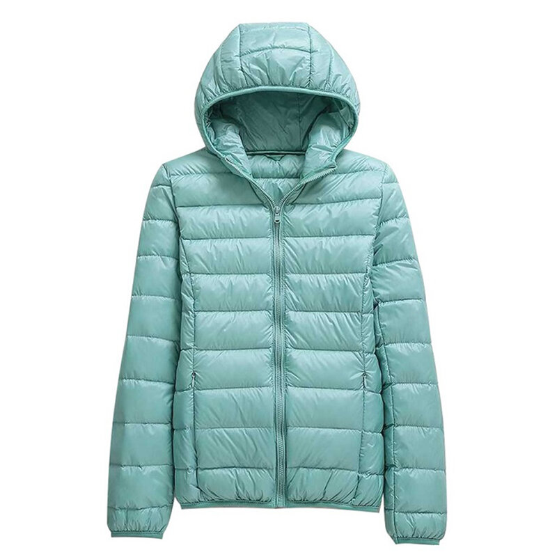 Chaqueta de fino algodón Down ultraligera de gran tamaño para mujer, chaquetas con capucha de plumón de pato, de manga larga, cálida, 2021