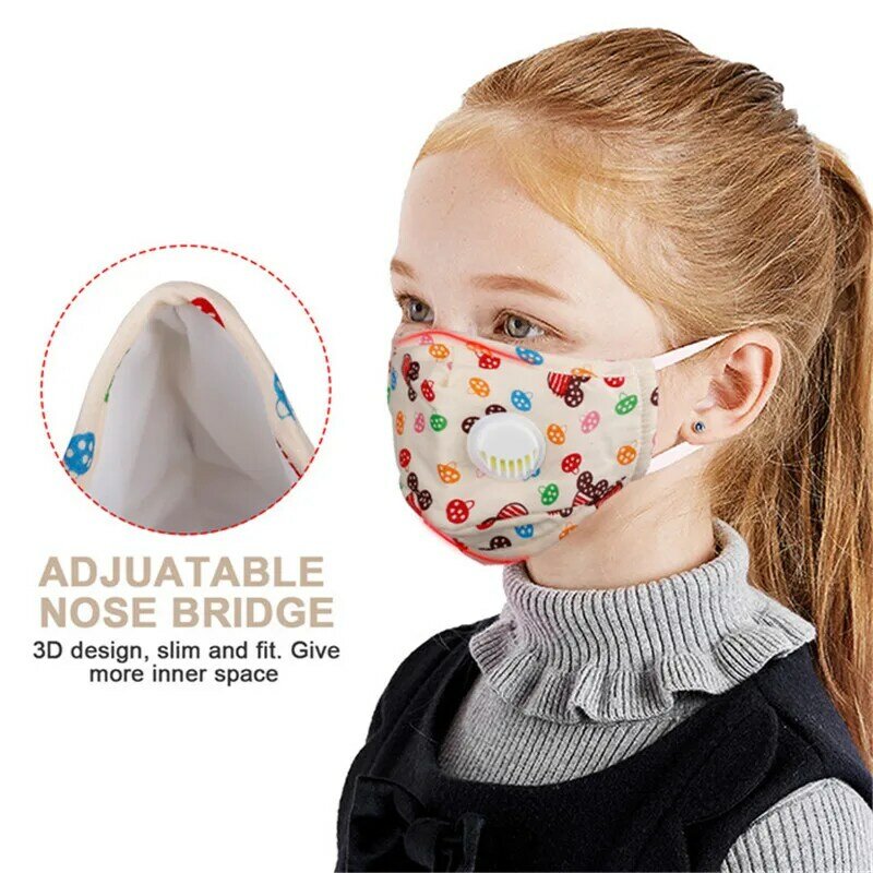 10pcs Children mask Kids Reusable Washable Cartoon Face Mask PM2.5 Anti Dust Flu Child Breath Valve Respirator Filter masque