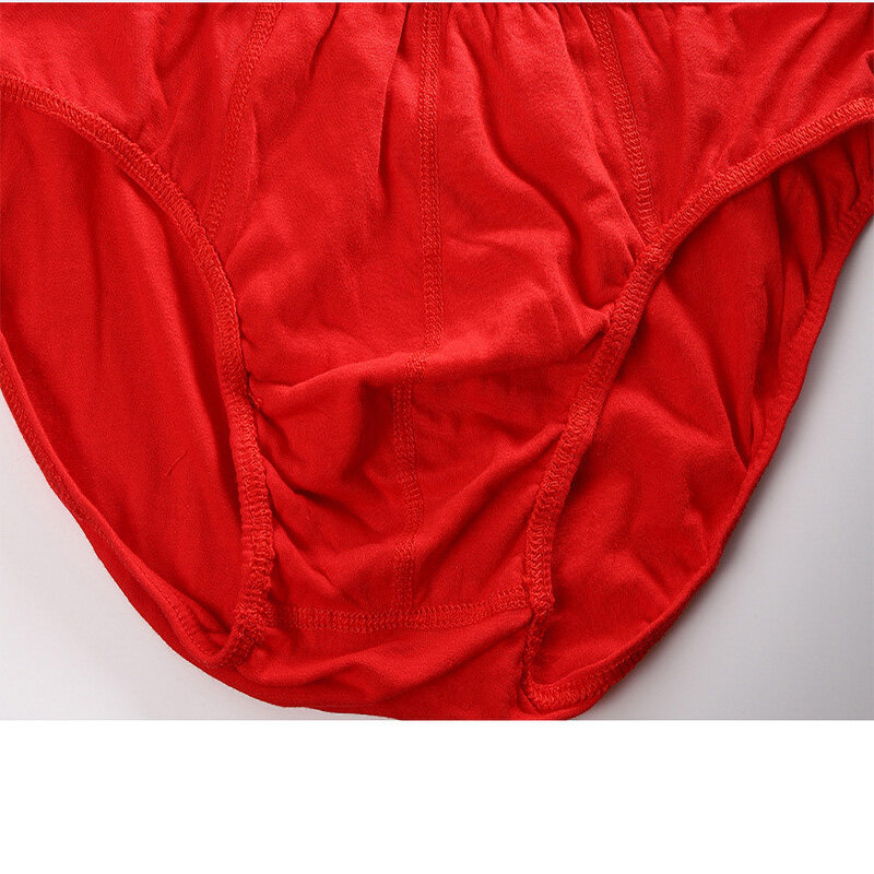 Celana Dalam Pria Katun Merah 5 Buah Celana Dalam Pria Bersirkulasi U-cembung Celana Dalam Pria Lembut Pinggang Sedang Seksi Ukuran Besar XXXL XXXXL 5XL 6XL