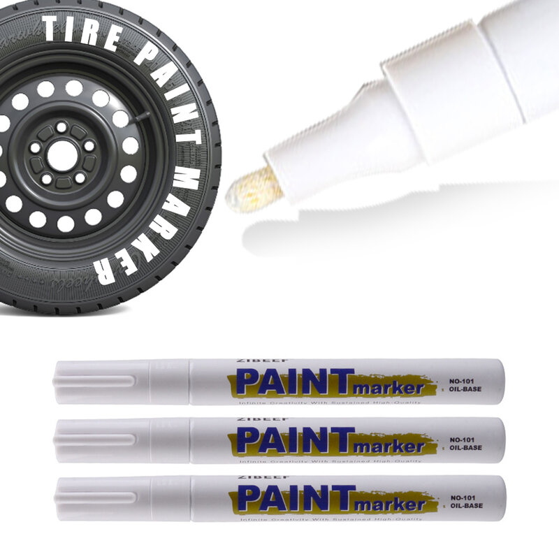 Rotuladores de pintura de neumáticos blancos para coche, rotuladores permanentes impermeables aptos para coche, motocicleta, rodadura de goma a base de aceite, 3 uds.
