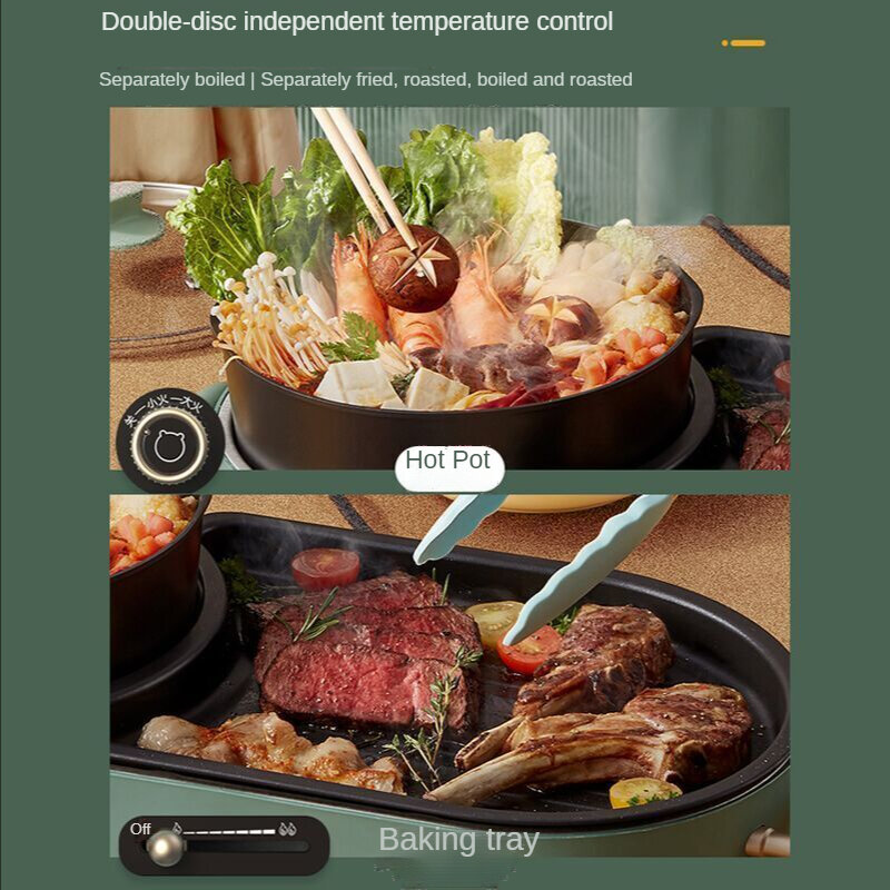 Bear Koreaanse Stijl Grill Hot Pot Grill Alle-In-een Elektrische Grill Rookloze Grill Pan Elektrische Grill Pan