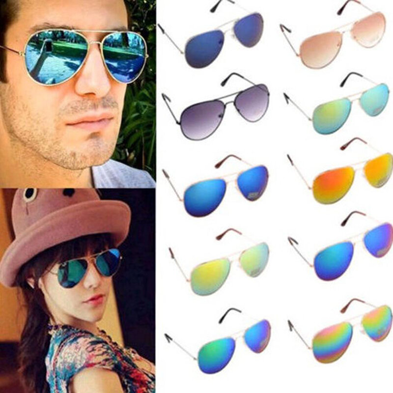 Novo filme colorido óculos de sol óculos de sol, elegante sapo espelho, hipster,
