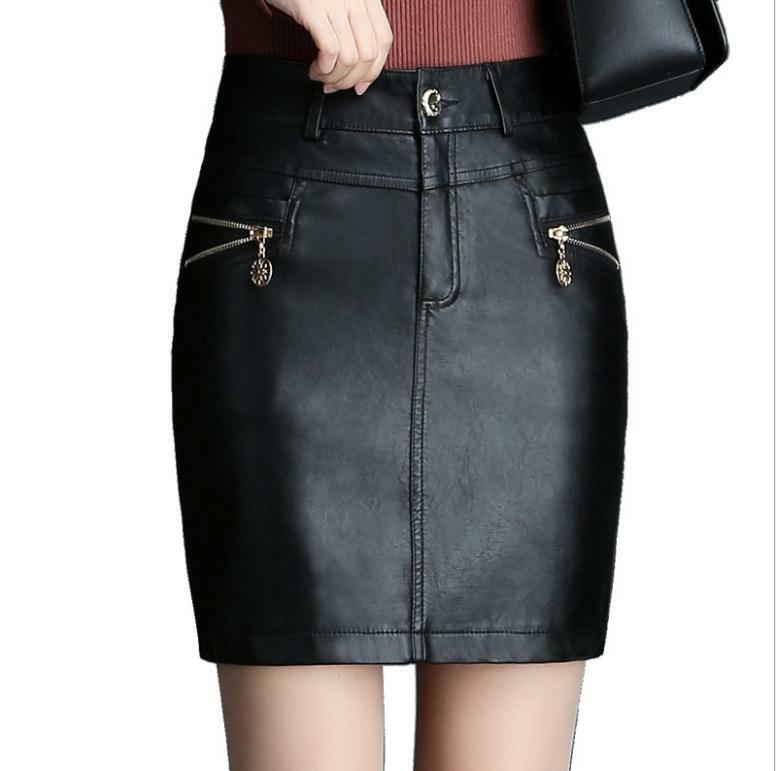 Mulheres saias de couro imitação casual plus size inverno saia feminina preto vermelho moda casual saias sexy pacote hip saias k1345